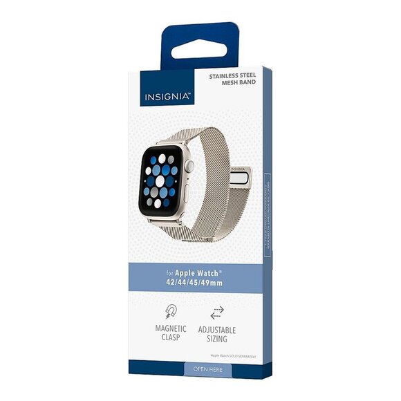 Insignia- Stainless‎ Steel Mesh Band for Apple Watch 42mm, 44mm, 45mm ,49mm - Picture 1 of 5